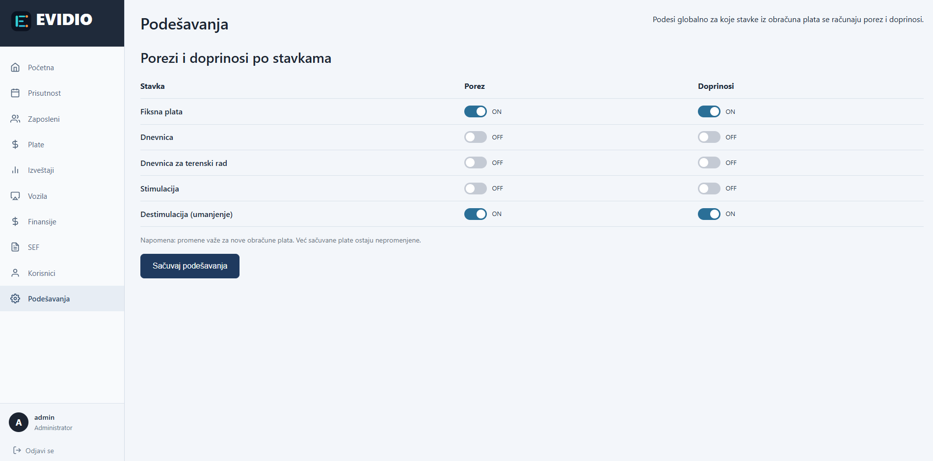 EVIDIO settings module